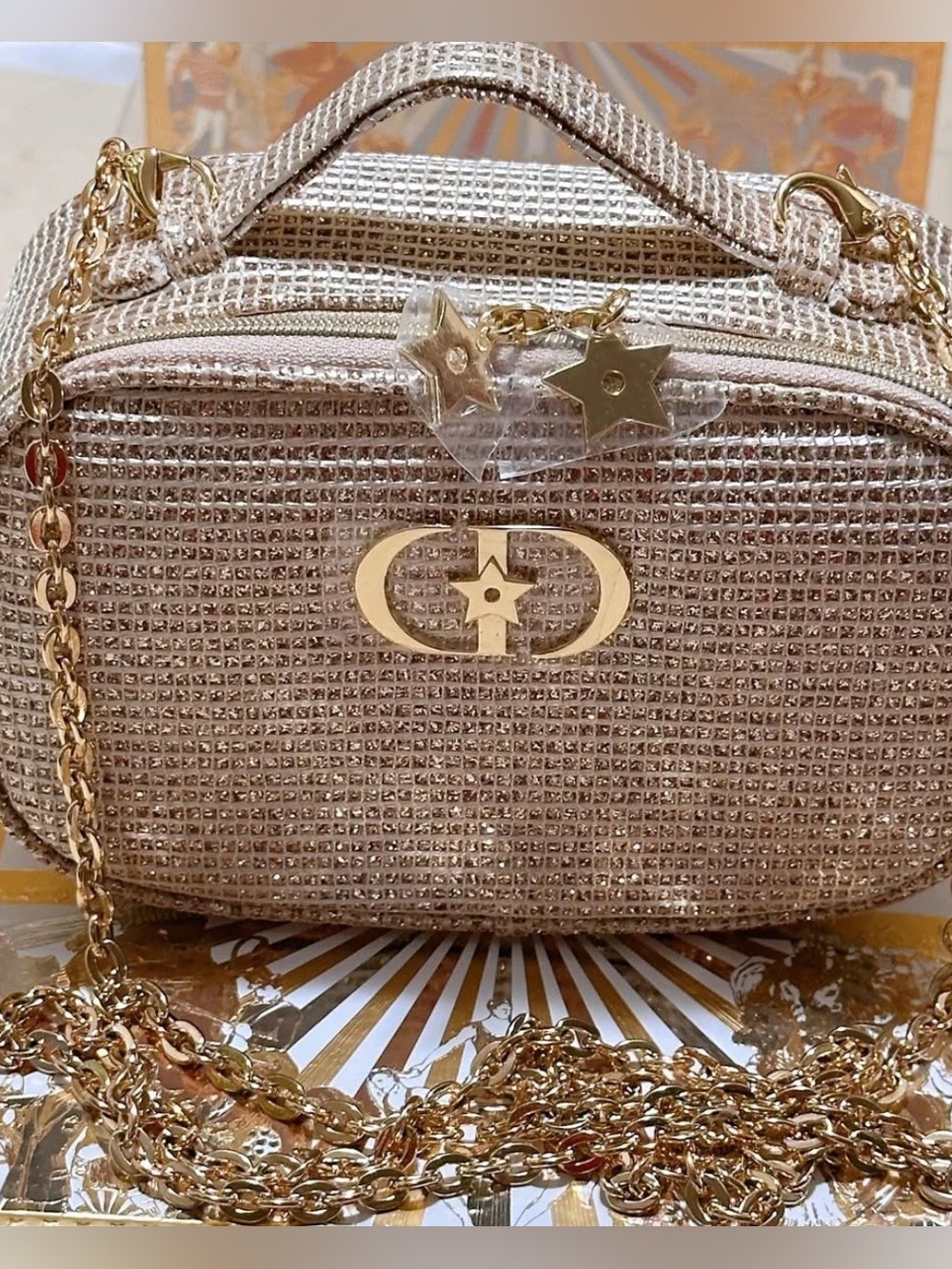 Dior Shimmering Gold Cosmetic pouch / Case 2025 limited edition.NWT